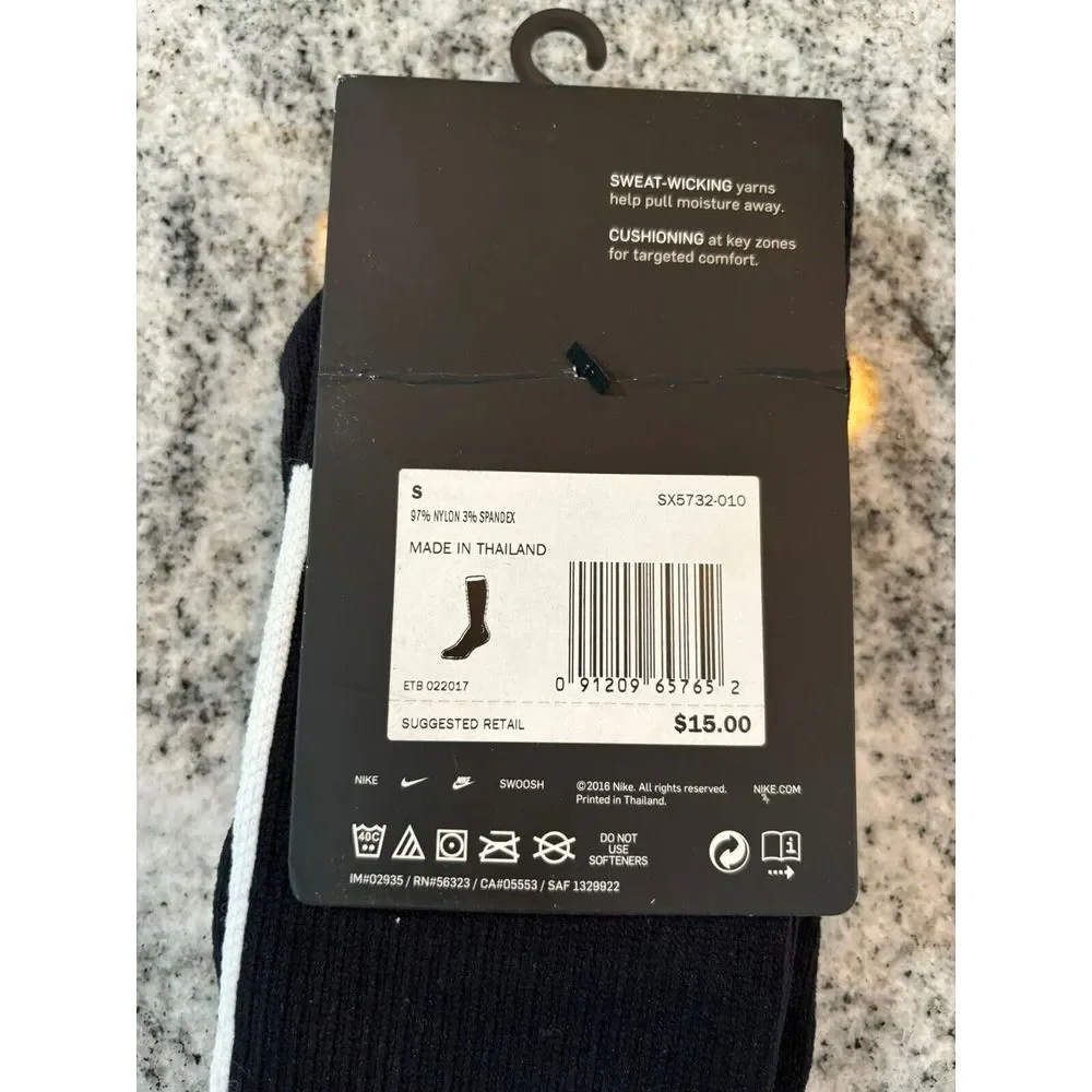 Nike‎ Vapor Dri-Fit Football Over the Calf Black Socks Women 4-6 Youth 3-5